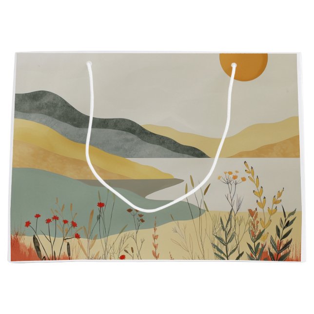 Grand Sac Cadeau Paysage Abstrait de Boho (25) (Devant)
