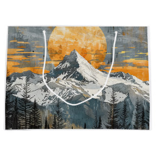 Grand Sac Cadeau Paysage de montagne majestueux - Nature rustique
