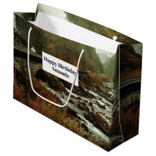 Grand Sac Cadeau Paysage forestier et fluvial automnal