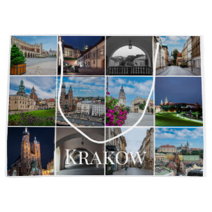 Grand Sac Cadeau Paysages de la vieille ville de Cracovie, Pologne