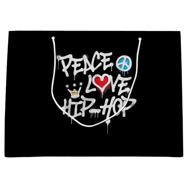 Grand Sac Cadeau Peace Love Hip hop Dancing (Devant)