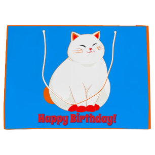 Grand Sac Cadeau Peaches, le Chat Sourire