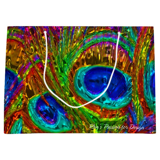 Grand Sac Cadeau Peacock Feathers Verre Art 1 (Devant)