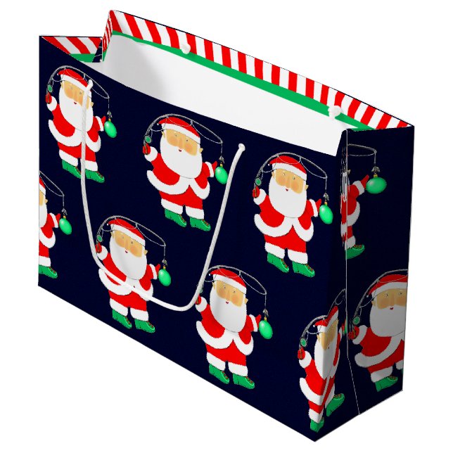 Grand Sac Cadeau Pêche Vacances de Noël (Devant Angle)