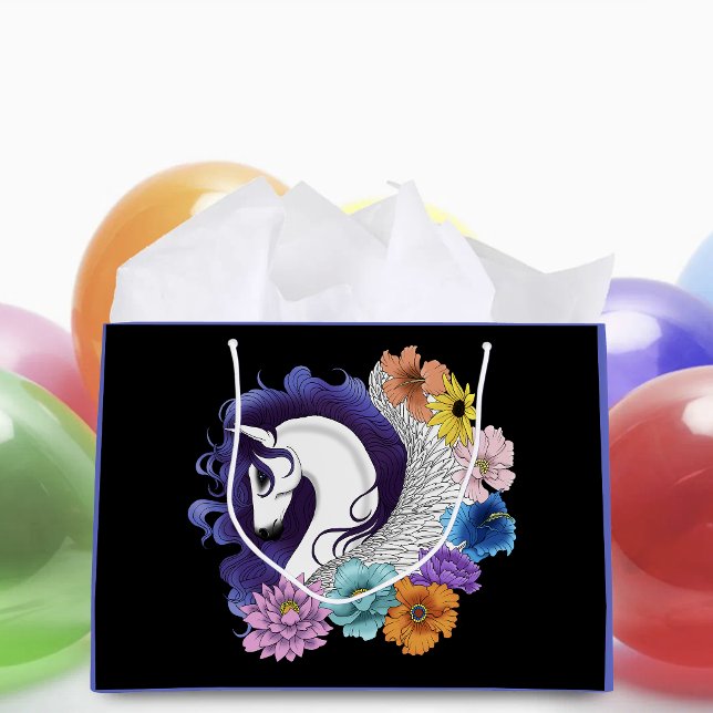 Grand Sac Cadeau Pegasus Black Floral (Créateur téléchargé)