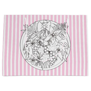 Grand Sac Cadeau Peins-toi un motif tropical