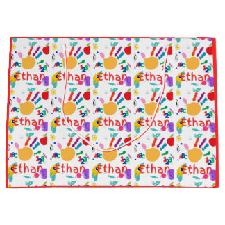 Grand Sac Cadeau Peinture à main ABC pour enfant personnalisée 123