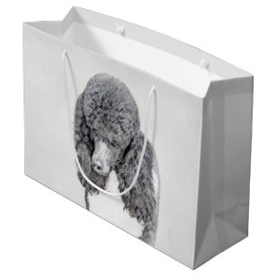 Grand Sac Cadeau Peinture à paille noire standard - Art du chien