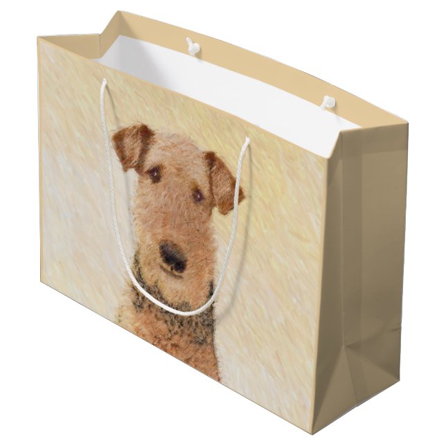 Grand Sac Cadeau Peinture Airedale Terrier - Cute Original Art (Dos Angle)