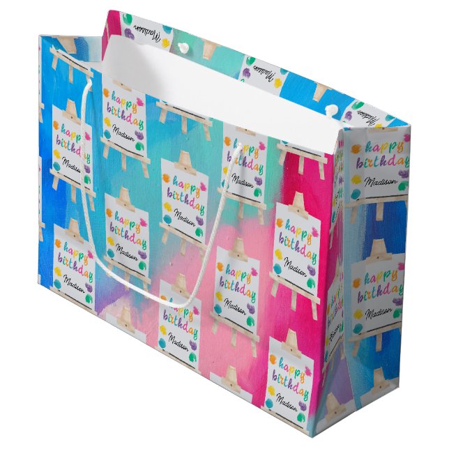 Grand Sac Cadeau Peinture Art Artiste Peinture Anniversaire Thème (Devant Angle)