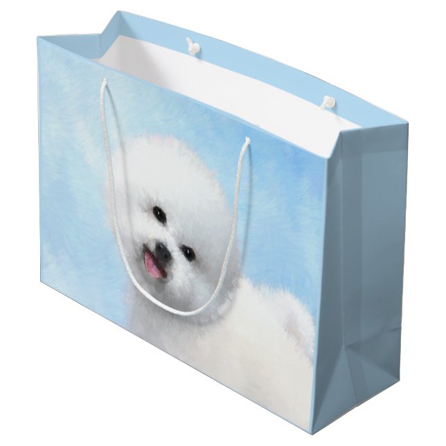 Grand Sac Cadeau Peinture Bichon Frise - Cute Original Chien Art (Dos Angle)