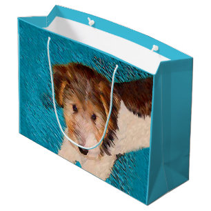 Grand Sac Cadeau Peinture de chiot Terrier Fox - Art de chien origi
