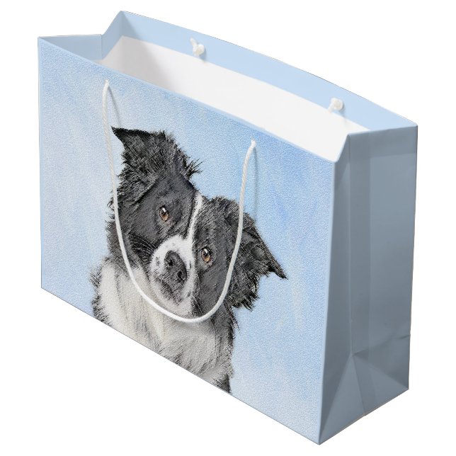 Grand Sac Cadeau Peinture de collie frontalière - Belle art origina (Dos Angle)