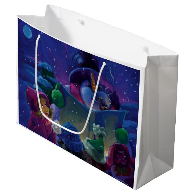 Grand Sac Cadeau Peinture de lecture en hiver (Devant Angle)