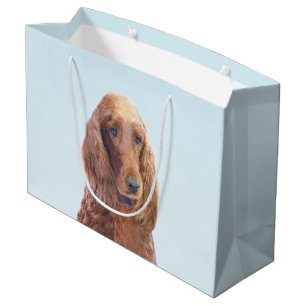 Grand Sac Cadeau Peinture de Setter Irlandais - Art Original de Chi