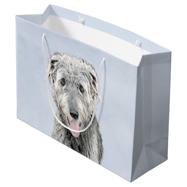 Grand Sac Cadeau Peinture de Wolfhound irlandais - Joli art origina (Dos Angle)