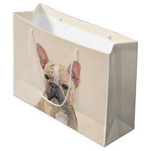 Grand Sac Cadeau Peinture française de Bulldog (Sable) - Belle oeuv
