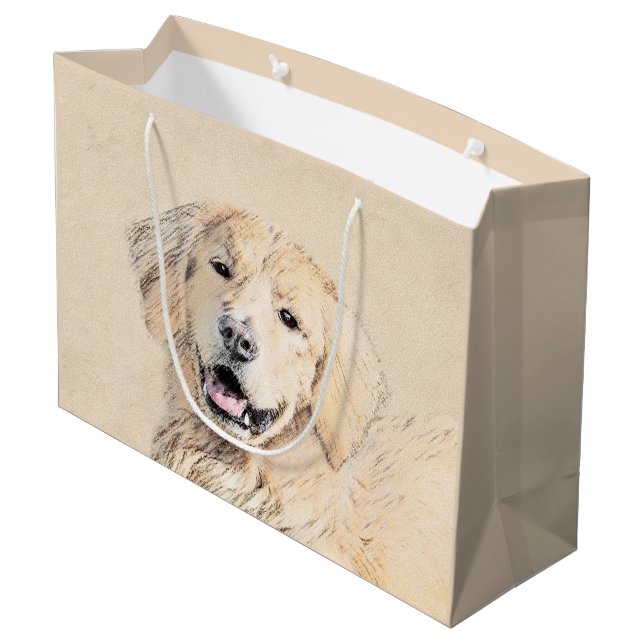Grand Sac Cadeau Peinture Golden Retriever - Joli art original chie (Dos Angle)