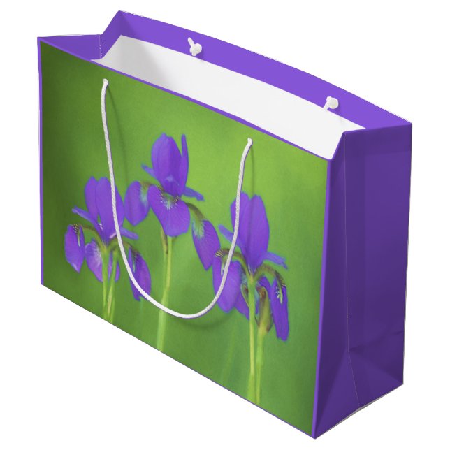 Grand Sac Cadeau Peinture Iris Violet - Art Fleur Originale (Dos Angle)