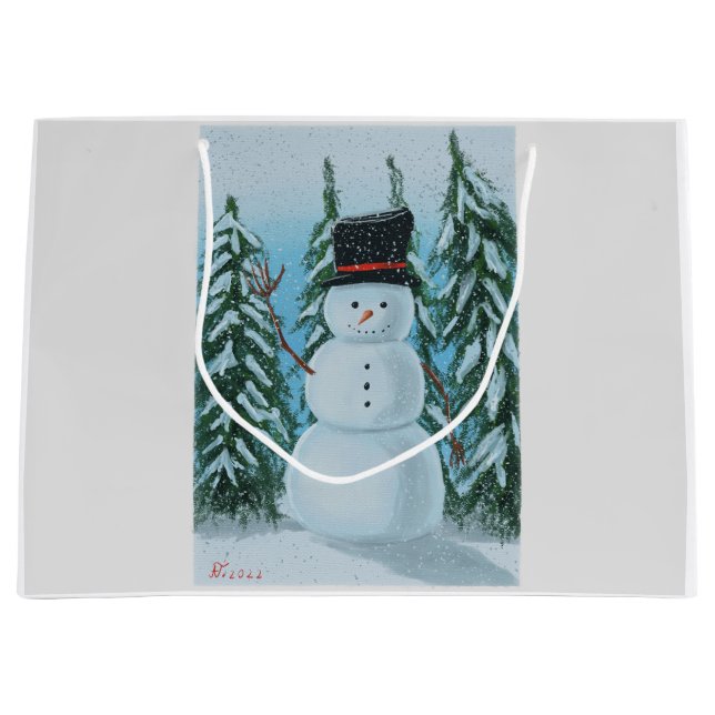 Grand Sac Cadeau Peinture numérique Snowman (Devant)