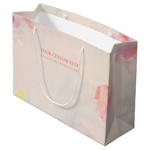 Grand Sac Cadeau Peinture rose et corail Abstraite peinture texte p