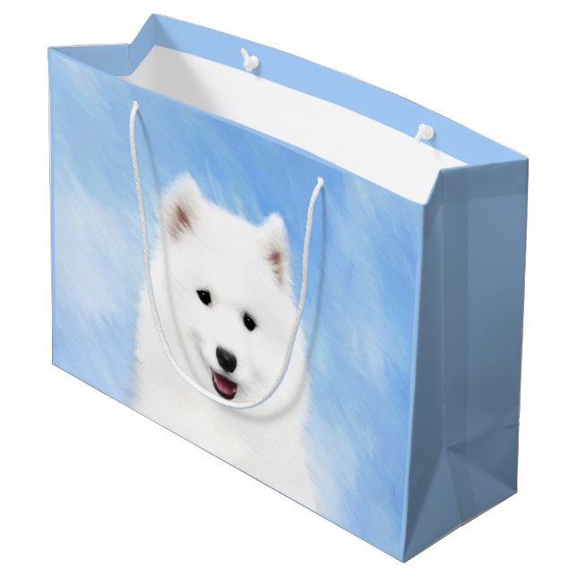Grand Sac Cadeau Peinture Samoyed Puppy - Jolie Art Original Chien (Dos Angle)