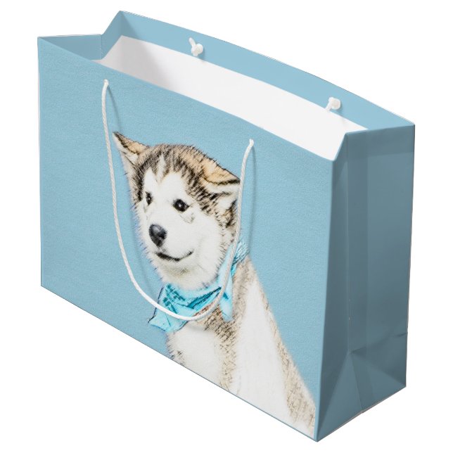 Grand Sac Cadeau Peinture Sibérienne Husky Puppy - Art Chien origin (Dos Angle)