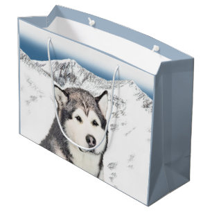 Grand Sac Cadeau Peinture sur malamute en Alaska - Beau art origina