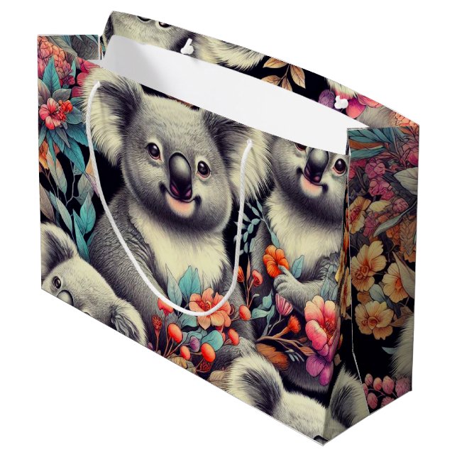 Grand Sac Cadeau Peinture vintage Cute Koala (Dos Angle)