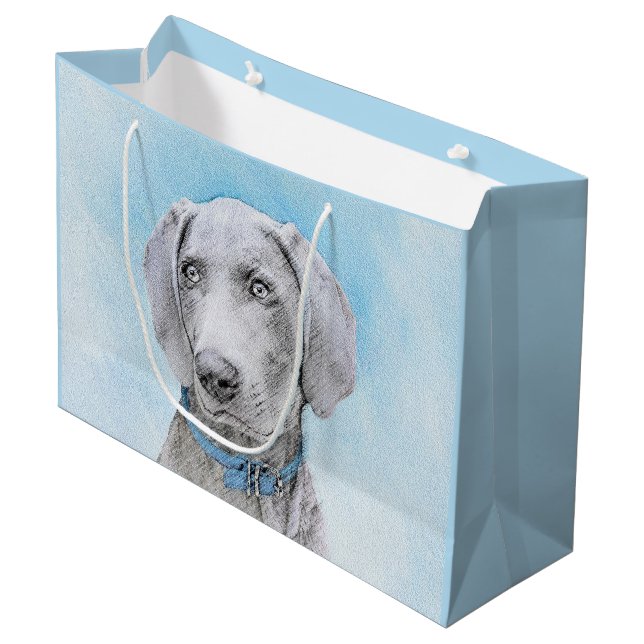 Grand Sac Cadeau Peinture Weimaraner - Joli art original chien (Devant Angle)