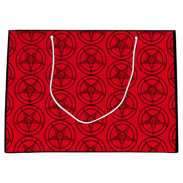 Grand Sac Cadeau Pentagramme rouge Baphomet (Devant)
