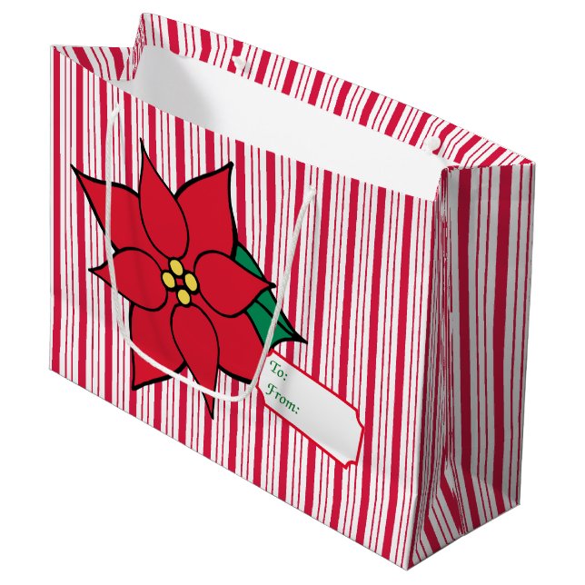 Grand Sac Cadeau Peppermenthe Christmas Poinsettia Cadeau Bag (Devant Angle)
