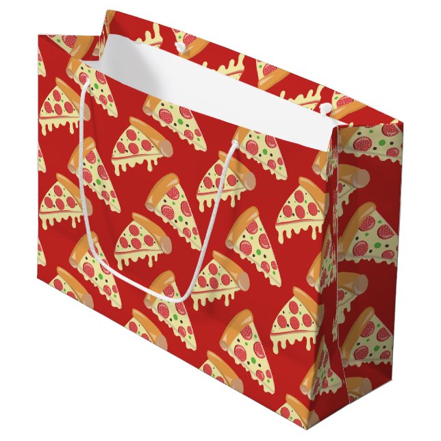 Grand Sac Cadeau Pepperoni Pizza (Devant Angle)