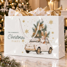 Père Noël aquarelle élégant Voiture Neige Fête de