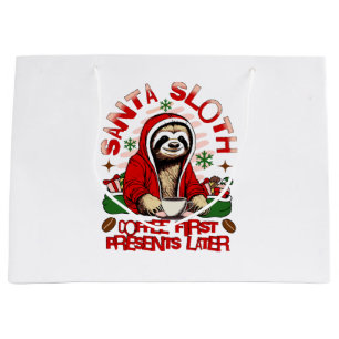 Grand Sac Cadeau Père Noël café paresseux