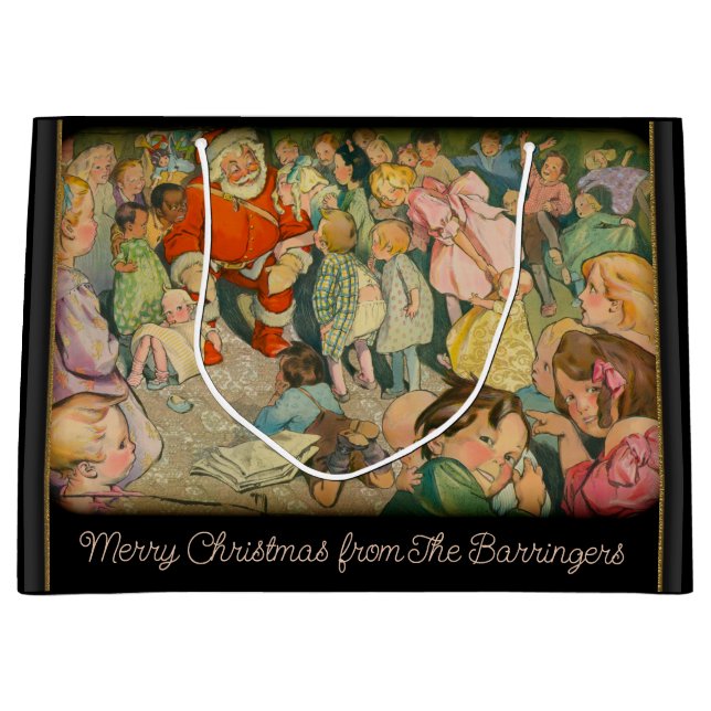 Grand Sac Cadeau Père Noël est arrivé Noël (Devant)