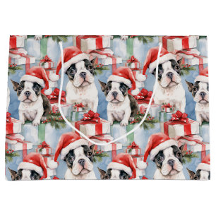 Grand Sac Cadeau Père Noël Paws Christmas Wrap Frenchie Edition