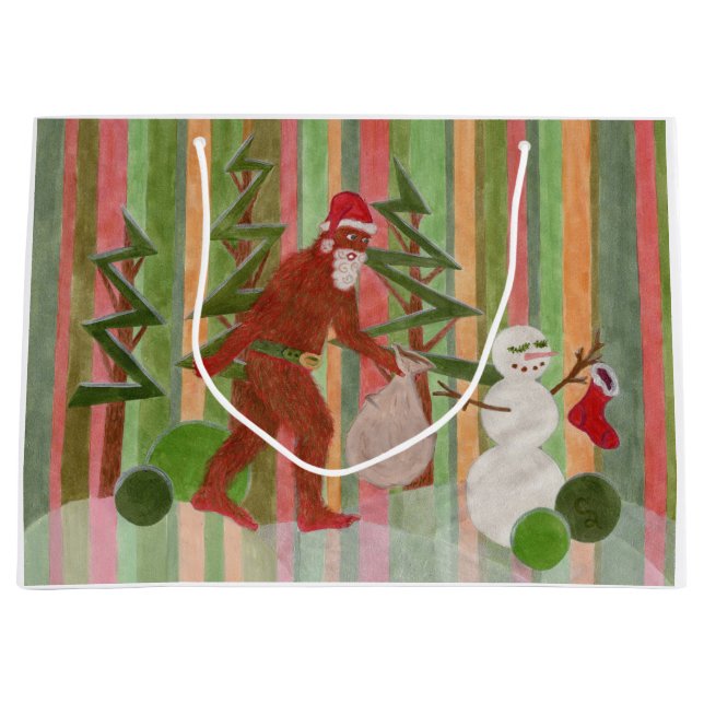 Grand Sac Cadeau Père Noël Squatch (Devant)