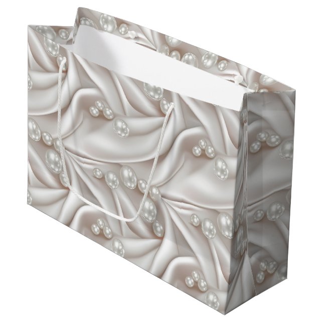 Grand Sac Cadeau Perles & Satin (Devant Angle)