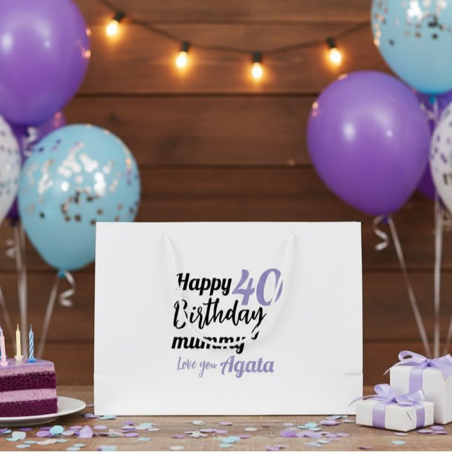 Grand Sac Cadeau Personalized 40th Birthday Gift Bag - Custom Name  (Créateur téléchargé)