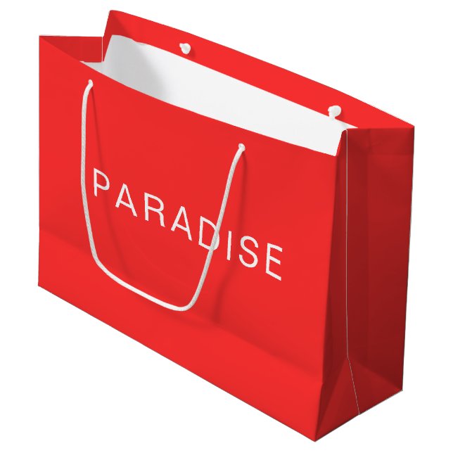 Grand Sac Cadeau Personalized Custom Text Neon Red Large Gift Bag (Devant Angle)
