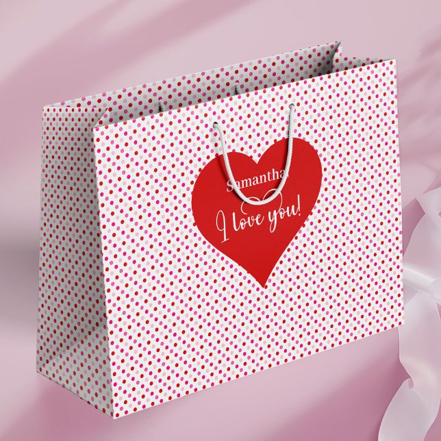 Grand Sac Cadeau Personalized Valentine Favor Bag I Love You Hearts (Personalized Valentine Favor Bag I Love You Hearts)