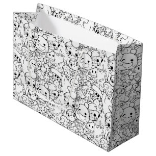 Grand Sac Cadeau Personnages Mignons Kawaii Doodle (1)