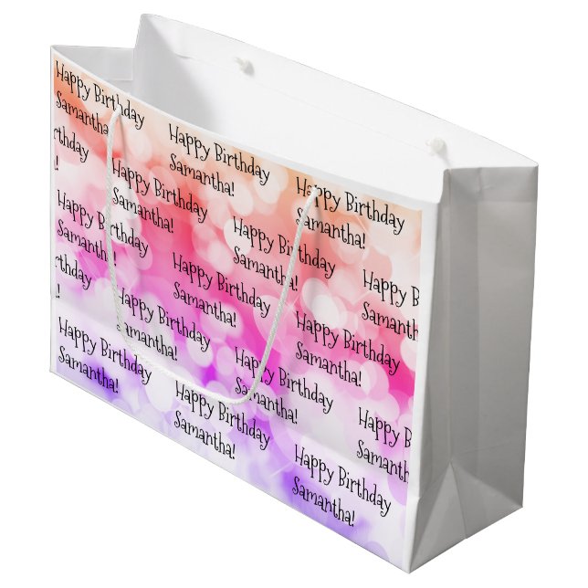 Grand Sac Cadeau Personnalisé Nom Joyeux Anniversaire Fun Colorful  (Devant Angle)