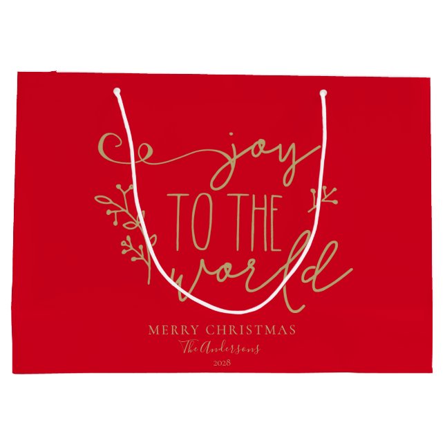 Grand Sac Cadeau Personnalisé Rustic Joyeux Noël Nom de famille (Dos)