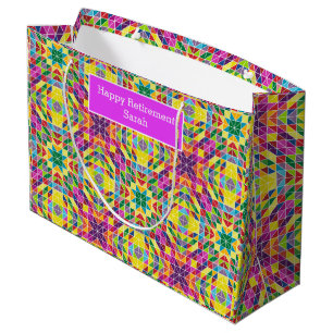 Grand Sac Cadeau Personnaliser le nom Motif de surface composée Bon