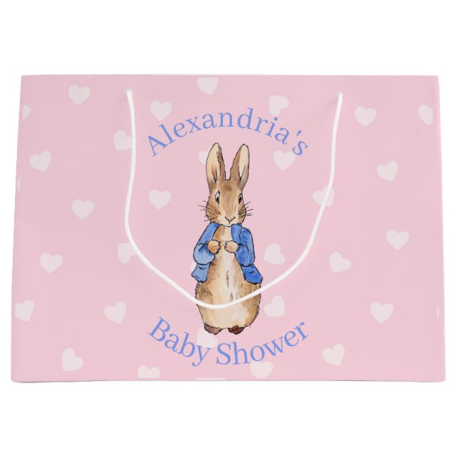 Grand Sac Cadeau Personnaliser Pierre le Baby shower lapin (Devant)