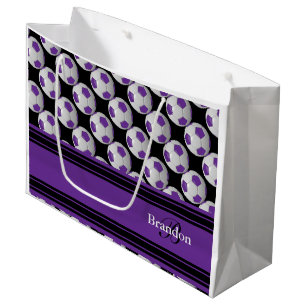 Grand Sac Cadeau Personnalisez les ballons de football pourpres