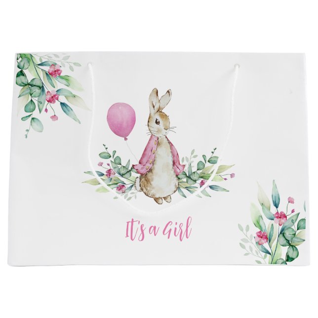 Grand Sac Cadeau Peter Rabbit C'est une fille (Devant)