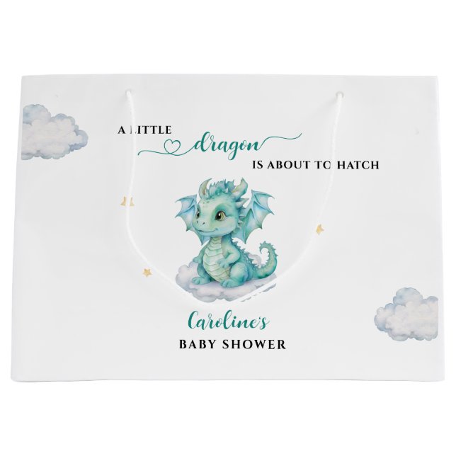 Grand Sac Cadeau Petit Baby shower Dragon (Devant)